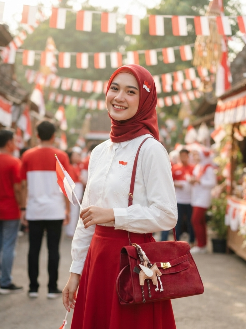 OOTD Merah Putih yang Estetik